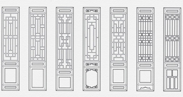 浦城常用中式仿古花窗图案隔断设计图