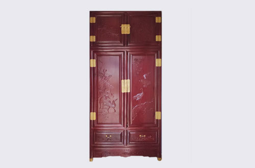 浦城高端中式家居装修深红色纯实木衣柜
