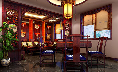 浦城古典中式风格茶楼包间设计装修效果图